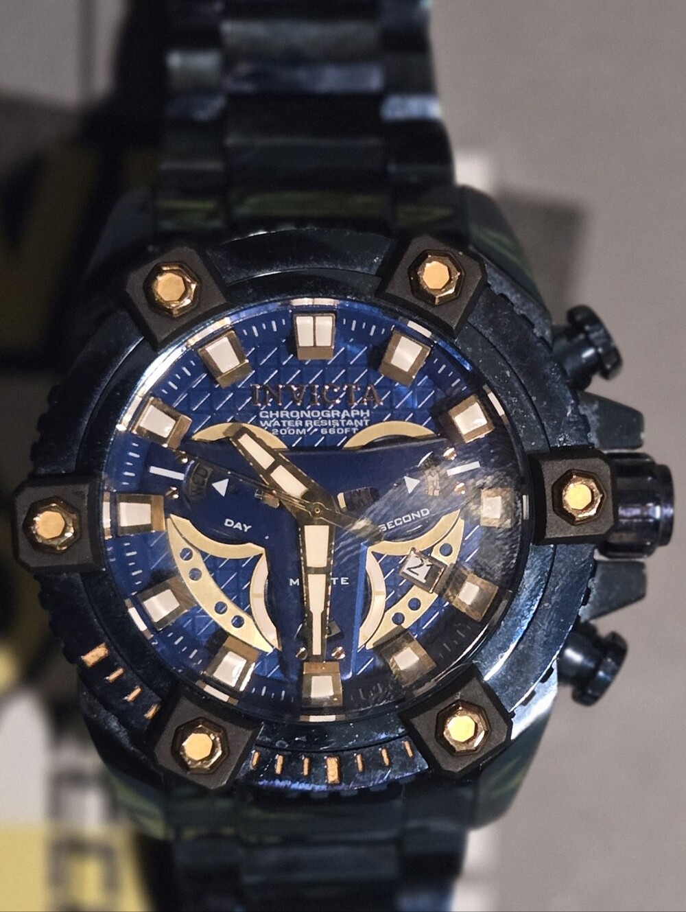 Invicta Blue and Gold Men's Multifunction Chronograph Watch